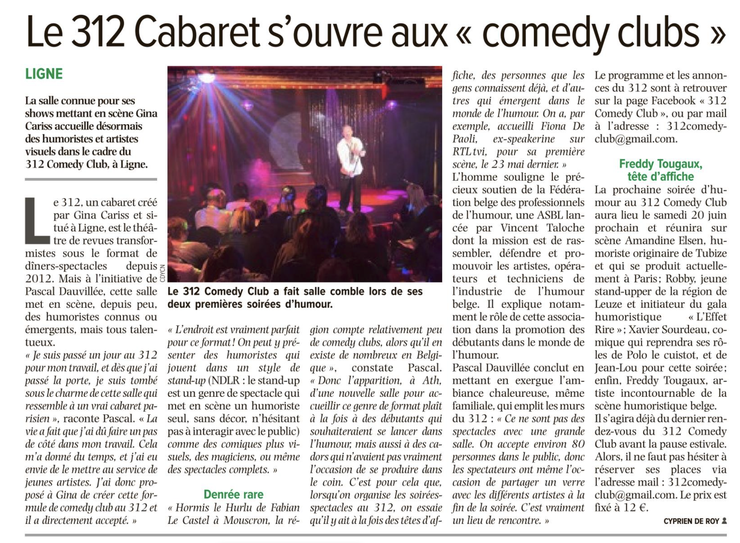 Le 312 Cabaret s&rsquo;ouvre aux « comedy clubs »